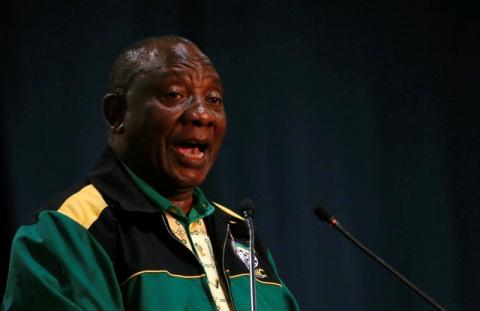 Newly elected president of the African National Congress (ANC) Cyril Ramaphosa speaks at the end of the 54th National Conference of the ruling ANC at the Nasrec Expo Centre in Johannesburg, South Africa, December 21, 2017. PHOTO BY REUTERS/Siphiwe Sibeko