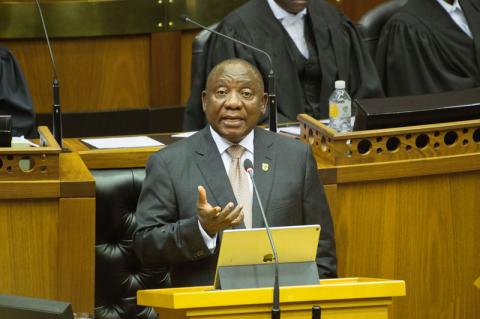 South African President Cyril Ramaphosa delivers his State of the Nation address at Parliament in Cape Town, South Africa, February 7, 2019. PHOTO BY REUTERSRodger Bosch/Pool