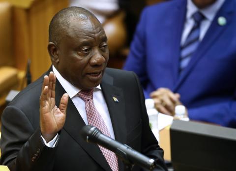 President Cyril Ramaphosa takes an oath as he is sworn in as a Member of Parliament in Cape Town, South Africa, May 22, 2019. PHOTO BY REUTERS/Sumaya Hisham