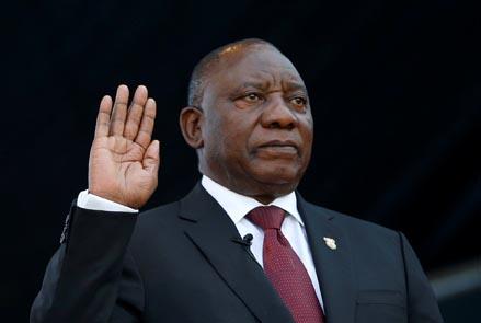 Cyril Ramaphosa takes the oath of office at his inauguation as South African president, at Loftus Versfeld stadium in Pretoria, South Africa, May 25, 2019. PHOTO BY REUTERS/Siphiwe Sibeko