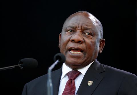 Cyril Ramaphosa speaks after taking the oath of office at his inauguration as South African president at Loftus Versfeld stadium in Pretoria, South Africa, May 25, 2019. PHOTO BY REUTERS/Siphiwe Sibeko