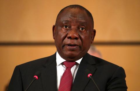 South African President Cyril Ramaphosa attends the opening day of the International Labour Organization's annual labour conference in Geneva, Switzerland, June 10, 2019. PHOTO BY REUTERS/Denis Balibouse