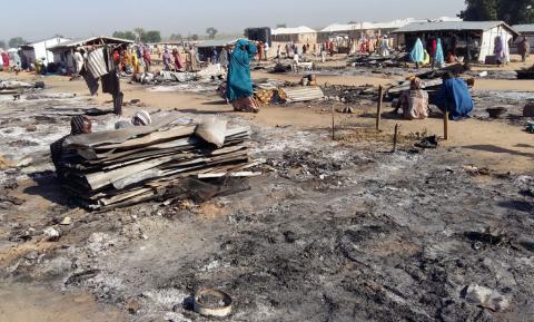 A general view shows the damage at a camp for displaced people after an attack by suspected members of the Islamist Boko Haram insurgency in Dalori, in northeast Nigeria, November 1, 2018. PHOTO BY REUTERS/Kolawole Adewale