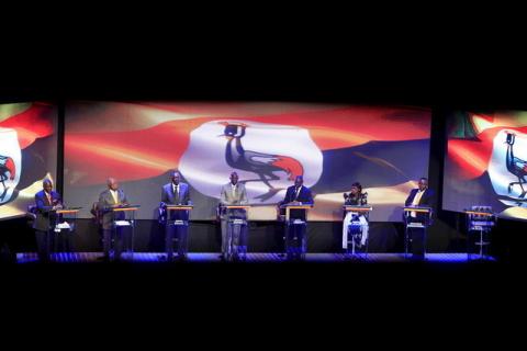 Uganda's presidential candidates take part in a presidential debate in Uganda's capital Kampala January 15, 2016, ahead of the Feb. 18 presidential election. Incumbent President Yoweri Museveni did not attend the debate. PHOTO BY REUTERS/James Akena