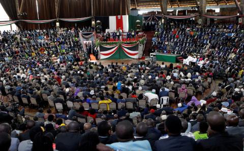 Delegates attend launch the Building Bridges Initiative (BBI), a government report intended to address cyclical election violence in Nairobi, Kenya, November 27, 2019. PHOTO BY REUTERS/Monica Mwangi