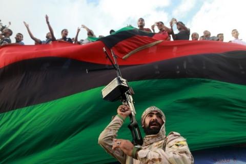 One of the members of the military protecting a demonstration against candidates for a national unity government proposed by U.N. envoy for Libya Bernardino Leon, is pictured in Benghazi, Libya, October 23, 2015. PHOTO BY REUTERS/Esam Omran Al-Fetori