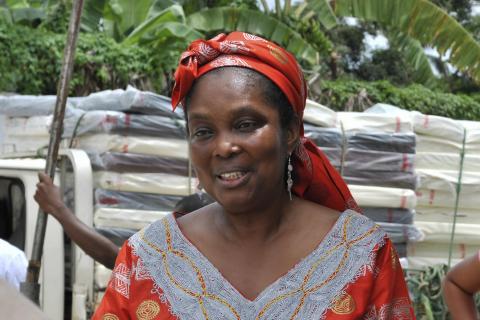 Bernice Dahn, Liberia's chief medical officer and deputy health minister, attends the opening ceremony for the Island Ebola treatment center in Monrovia