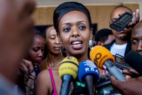 Diane Shima Rwigara, a leading critic of Rwanda's president, speaks to the media in Kigali, Rwanda, June 20, 2017. PHOTO BY REUTERS/Jean Bizimana