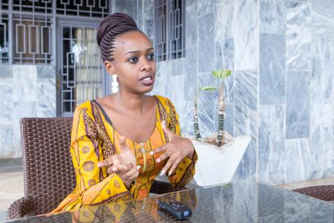 Diane Rwigara, a critic of veteran Rwandan President Paul Kagame, gestures during an interview with Reuters in Kigali, Rwanda, January 26, 2019. PHOTO BY REUTERS/Jean Bizimana