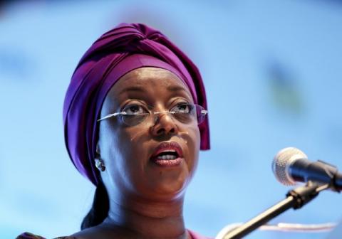 Nigeria's former minister of Petroleum Diezani Alison-Madueke addresses delegates at the opening of the Nigeira Oil & Gas 2014 conference in Abuja, March 18, 2014. PHOTO BY REUTERS/Afolabi Sotunde