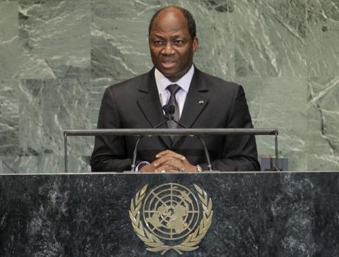 Burkina Faso's Minister of Foreign Affairs Djibril Bassole addresses the 67th United Nations General Assembly at the U.N. Headquarters in New York, September 28, 2012. PHOTO BY REUTERS/Brendan McDermid