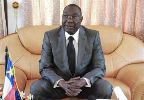 Central African Republic's President Michel Djotodia sits during a conference in Bangui