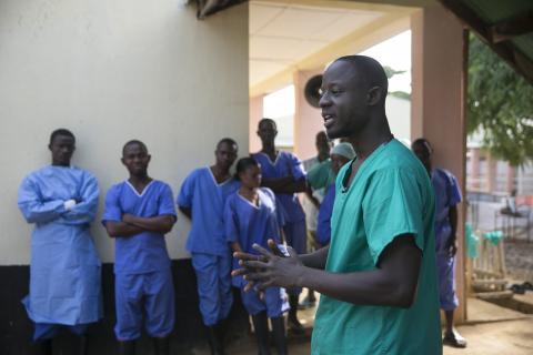 Doctor Sekou Kanneh speaks during an interview with Reuters TV in the Hastings ebola treatment centre at a neighbourhood in Freetown, December 21, 2014. PHOTO BY REUTERS/Baz Ratner