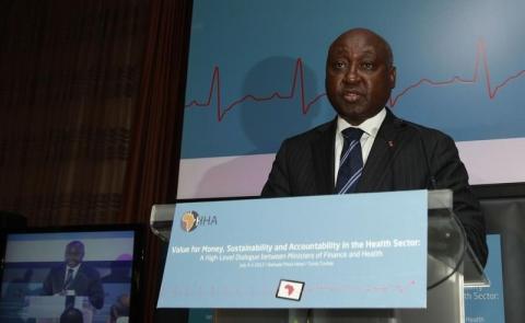 President of the African Development Bank (AFDB) Donald Kaberuka speaks during the opening of the conference "Value for Money, Sustainability and Accountability in the Health Sector" in Tunis