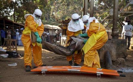 A French Red Cross team picks up a suspected Ebola case from the centre of Forecariah, January 30, 2015. PHOTO BY REUTERS/Misha Hussain