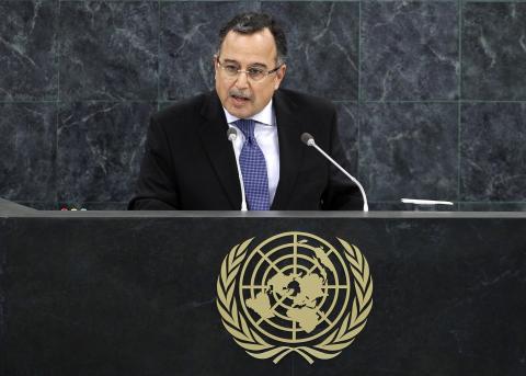 Egypt's Minister of Foreign Affairs Nabil Fahmy addresses the 68th United Nations General Assembly at UN headquarters