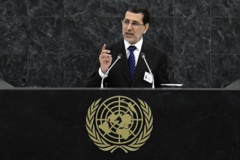 Saad Eddine El Othmani addresses the 68th session of the United Nations General Assembly in New York, September 30, 2013. PHOTO BY REUTERS/Adrees Latif