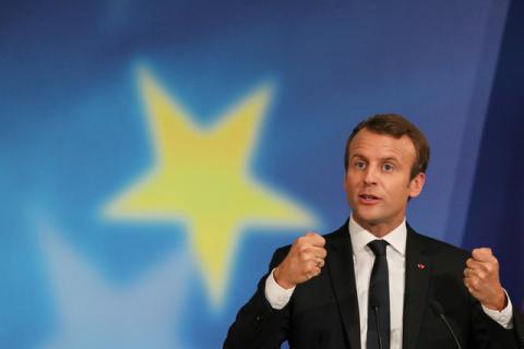 French President Emmanuel Macron delivers a speech to set out plans for reforming the European Union at the Sorbonne in Paris, France, September 26, 2017. PHOTO BY REUTERS/Ludovic Marin