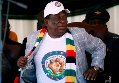 Zimbabwe President Emmerson Mnangagwa attends a rally against Western sanctions in Harare, Zimbabwe, October 25, 2019. PHOTO BY REUTERS/Philimon Bulawayo