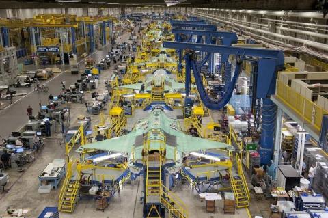 Workers on the moving line and forward fuselage assembly areas for the F-35 Joint Strike Fighter at Lockheed Martin Corp's factory located in Fort Worth, Texas, October 13, 2011. PHOTO BY  REUTERS/Lockheed Martin