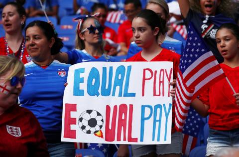 Women's World Cup Semi Final England versus United States in Groupama Stadium, Lyon, France - July 2, 2019 United States fans before the match. PHOTO BY REUTERS/Denis Balibouse