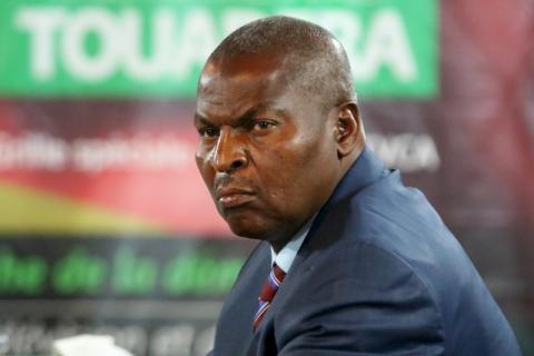 Presidential candidate Faustin-Archange Touadera looks on at the start of a a live television debate against Anicet-Georges Dologuele ahead of Sunday's second round election, in Bangui, Central African Republic, February 12, 2016. PHOTO BY REUTERS/Siegfried Modola