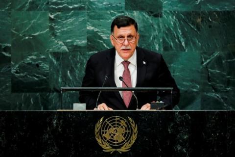 Prime Minister of Libya's unity government Fayez Seraj addresses the United Nations General Assembly in the Manhattan borough of New York, U.S., September 22, 2016. PHOTO BY REUTERS/Eduardo Munoz