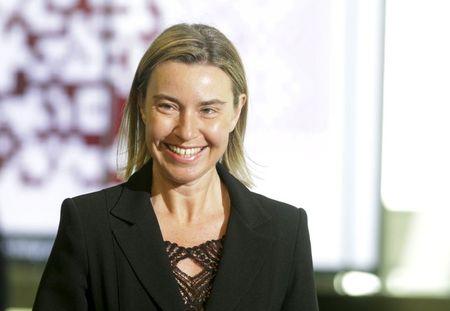 European Union foreign policy chief Federica Mogherini arrives to the Eastern Partnership Summit session in Riga, Latvia, May 22, 2015. PHOTO BY REUTERS/Ints Kalnins