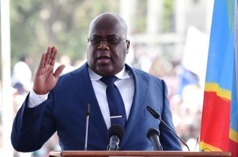 Democratic Republic of Congo's Felix Tshisekedi swears into office during an inauguration ceremony as the new president of the Democratic Republic of Congo at the Palais de la Nation in Kinshasa, Democratic Republic of Congo, January 24, 2019. PHOTO BY REUTERS/ Olivia Acland