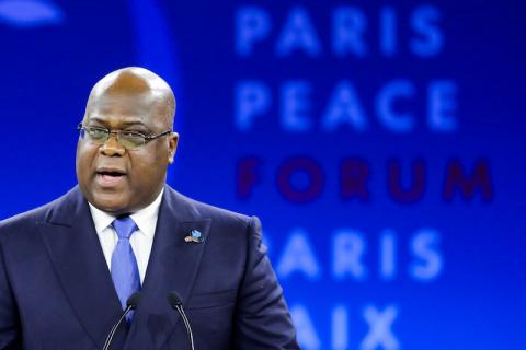 President of Democratic Republic of Congo (DRC) Felix Tshisekedi delivers a speech at the start of the Paris Peace Forum, France, November 12, 2019. PHOTO BY REUTERS/Ludovic Marin/Pool