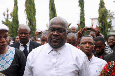 Felix Tshisekedi, leader of the Congolese main opposition party, the Union for Democracy and Social Progress (UDPS) who was announced as the winner of the presidential elections walks after meeting to his supporters in Kinshasa, Democratic Republic of Congo, January 10, 2019. PHOTO BY REUTERS/Baz Ratner