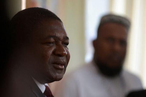 Mozambique's President Filipe Nyusi speaks with the press after voting in Maputo, Mozambique, October, 15, 2019. PHOTO BY REUTERS/Grant Lee Neuenburg