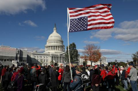 Activists hold a "Fire Drill Fridays" climate change protest outside the U.S. Capitol in Washington, U.S., November 1, 2019. PHOTO BY REUTERS/Siphiwe Sibeko