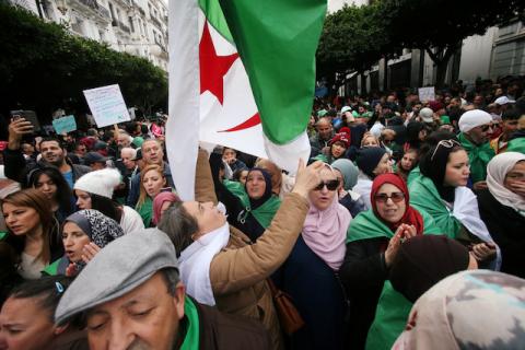 Demonstrators attend a protest to reject the presidential election results after the announcement of a new president in Algiers, Algeria, December 13, 2019. PHOTO BY REUTERS/Ramzi Boudina