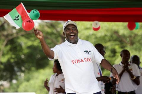 Evariste Ndayishimiye, Secretary General of Burundi's ruling party, the National Council for the Defense of Democracy-Forces for the Defense of Democracy (CNDD-FDD), attends their rally ahead of the referendum in Bujumbura, Burundi, May 14, 2018. PHOTO BY REUTERS/Evrard Ngendakumana