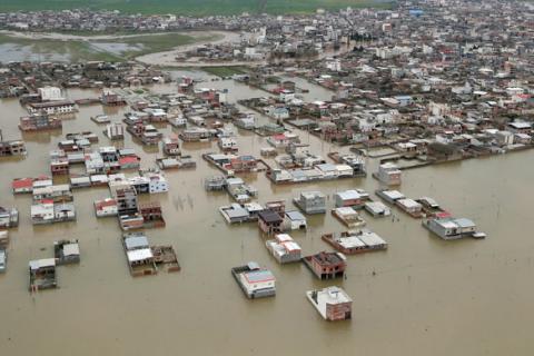 An aerial view of flooding in Golestan province, Iran, March 27, 2019. PHOTO BY BY REUTERS/Official Iranian President website