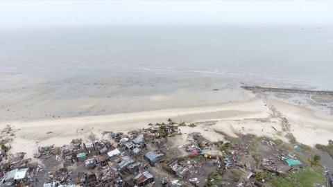 Drone footage shows destruction after Cyclone Idai in the settlement of Praia Nova, which sits on the edge of Beira, Mozambique, March 18, 2019 in this still image taken from a social media video on March 19, 2019. PHOTO BY REUTERS/International Federation Of Red Cross And Red Crescent Societies