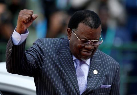 Namibia's President Hage Geingob arrives for the inauguration of Cyril Ramaphosa as South African president, at Loftus Versfeld stadium in Pretoria, South Africa, May 25, 2019. PHOTO BY REUTERS/Siphiwe Sibeko