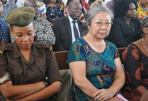 Chinese businesswoman Yang Feng Glan, dubbed the "Ivory Queen", sits inside the Kisutu Resident Magistrate's Court in Dar es Salaam, Tanzania, February 19, 2019. PHOTO BY REUTERS/Emmanuel Herma