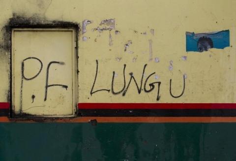 Patriotic Front (PF) Presidential candidate Edgar Lungu's name appears on a shop wall in Lusaka, January 20, 2015. PHOTO BY REUTERS/Rogan Ward