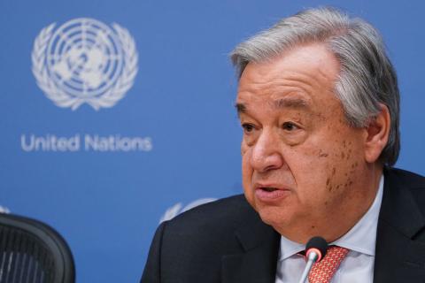 The Secretary General of the United Nations Antonio Guterres attends a press conference about climate change in New York, New York, U.S., March 28, 2019. PHOTO BY REUTERS/Carlo Allegri