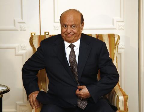 Yemeni President Abd-Rabbu Mansour Hadi looks on during a meeting with U.S. Treasury Secretary Jack Lew (not pictured), in Washington