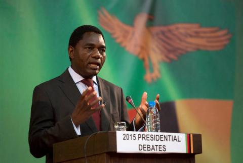 Presidential candidate for the United Party for National Development (UPND) Hakainde Hichilema speaks during a live television debate in Lusaka, January 15, 2015. PHOTO BY REUTERS/Rogan Ward