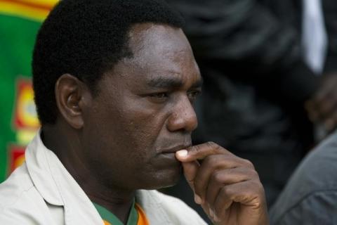 United Party for National Development (UPND) Presidential candidate Hakainde Hichilema looks on during a rally in Lusaka, January 18, 2015. PHOTO BY REUTERS/Rogan Ward