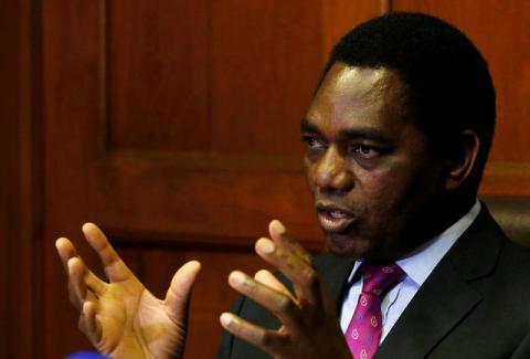 Hakainde Hichilema, leader of Zambia's opposition United Party for National Development (UPND), addresses a media conference in Cape Town, South Africa, August 31, 2017. PHOTO BY REUTERS/Mike Hutchings