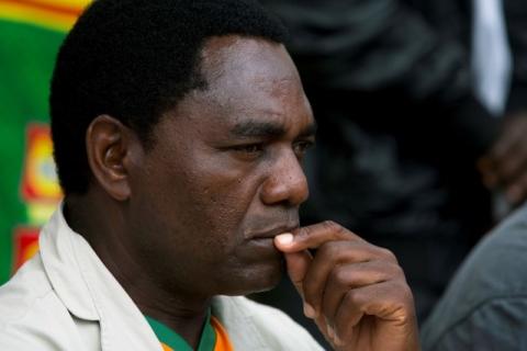 United Party for National Development (UPND) Presidential candidate Hakainde Hichilema looks on during a rally in Lusaka, January 18, 2015. PHOTO BY REUTERS/Rogan Ward