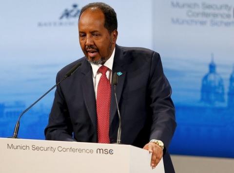 Hassan Sheikh Mohamud, President of Somalia, speaks at the Munich Security Conference in Munich, Germany, February 14, 2016. PHOTO BY REUTERS/Michael Dalder