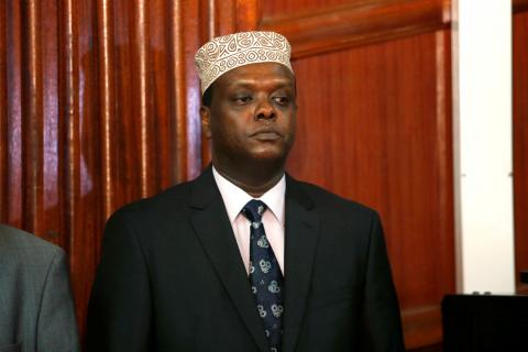 Hassan Wario, Kenya's ambassador to Austria and former sports minister stands in the dock during a hearing at the Mililani Law Court where he was charged with abuse of office and failure to comply with the law in Nairobi, Kenya, October 19, 2018. PHOTO BY REUTERS/Baz Ratner