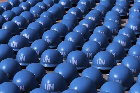 Helmets belonging to soldiers of the Nigerian army are seen as part of preparations for deployment to Mali, at the Nigerian Army peacekeeping centre in Jaji, near Kaduna, January 17, 2013. PHOTO BY REUTERS/Afolabi Sotunde