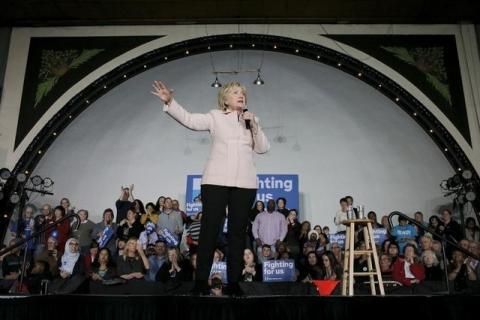 U.S. Democratic presidential candidate Hillary Clinton speaks at a campaign stop at the Col Ballroom in Davenport, Iowa, January 29, 2016. PHOTO BY REUTERS/Brian Snyder